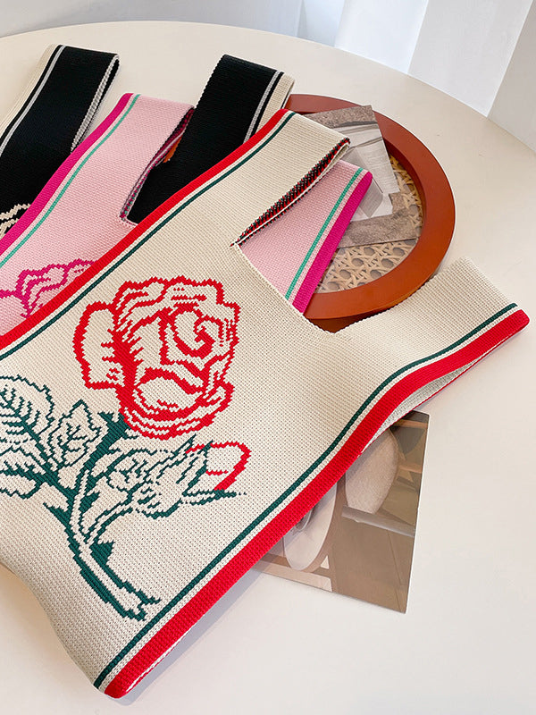 xakxx Floral Bags Woven Handbag
