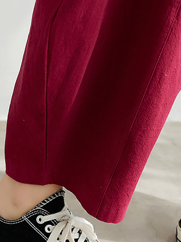 xakxx Wide Leg Loose Elasticity Solid Color Casual Pants Bottoms