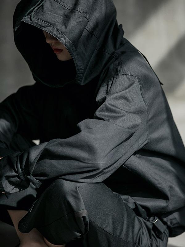 xakxx Loose Solid Drawstring Space Style Hoodie Sweatshirt