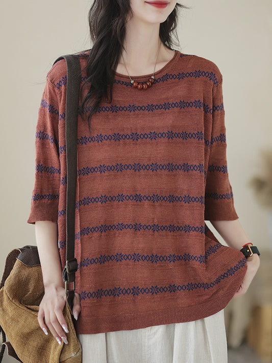 xakxx Half Sleeves Loose Printed Round-Neck T-Shirts Tops
