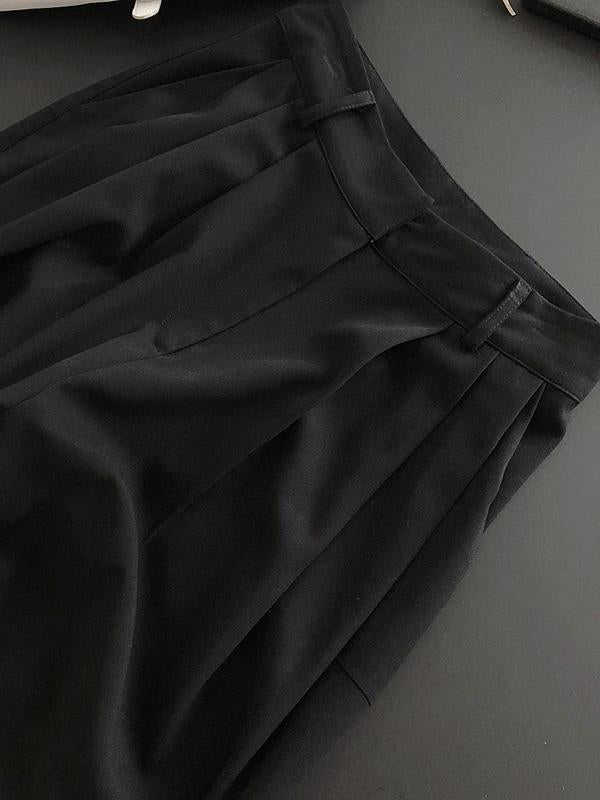 xakxx Solid Color Loose Empire Wide Leg Pants