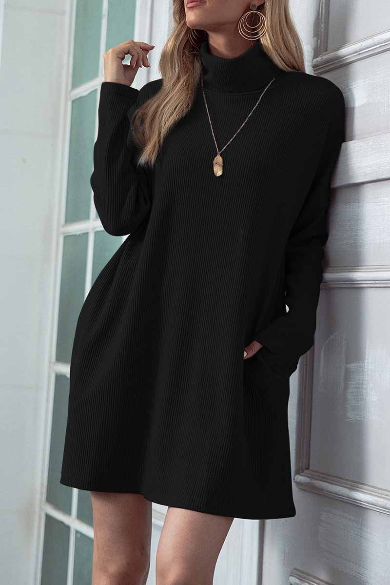 Xakxx Solid Color Round Neck Dress(4 Colors)