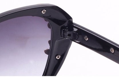 xakxx Women's Vintage Gold-tone Roses Carving Oversize Black Frame Sunglasses
