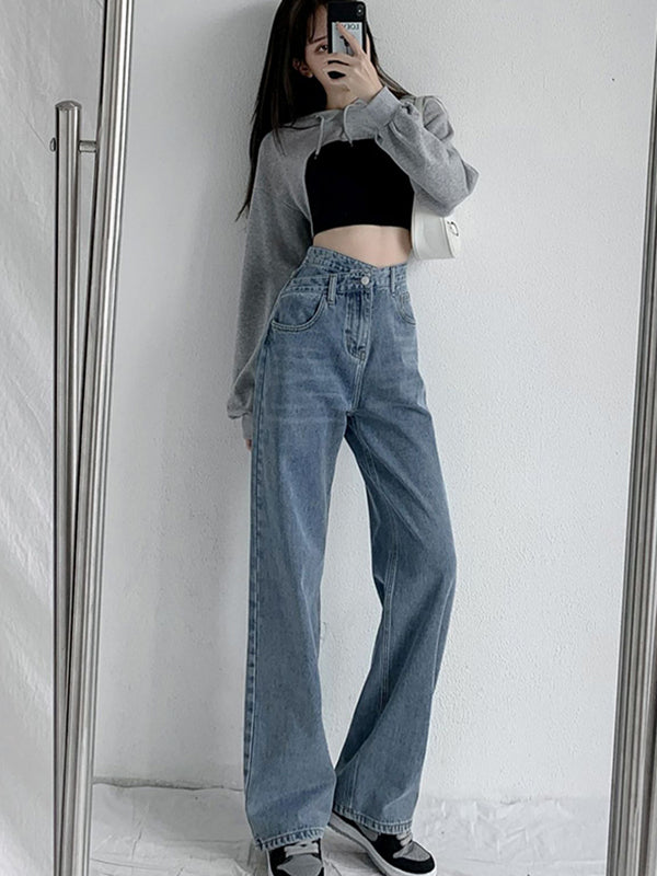 xakxx 4 Colors High Waisted Jean Pants Bottoms