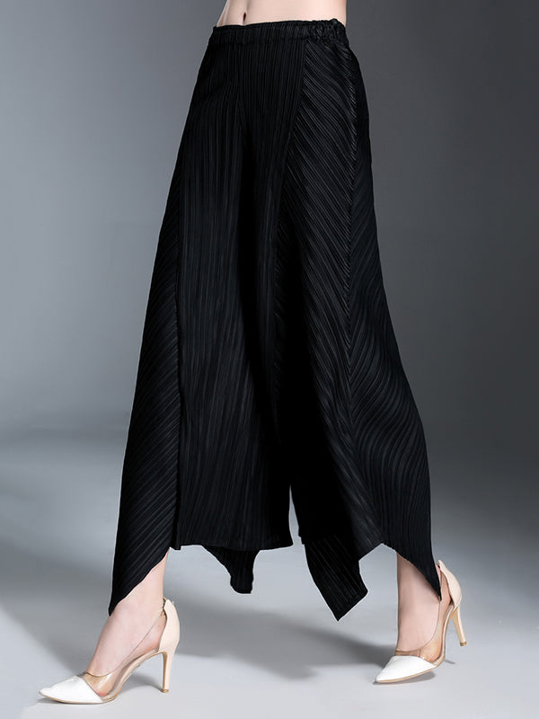 xakxx Original Loose Solid Color Irregular Pleated Wide Legs Pants