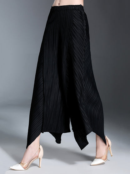 xakxx Original Loose Solid Color Irregular Pleated Wide Legs Pants