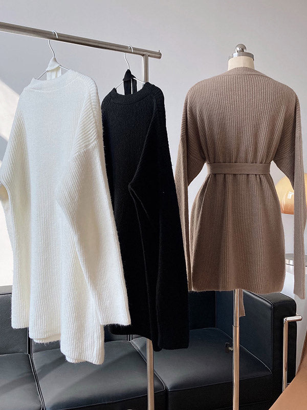 xakxx Loose Lace-Up Knitting Dress