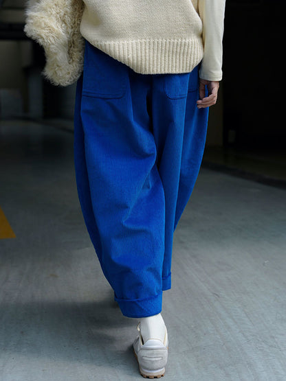 xakxx Vintage Corduroy Wide Leg Loose Solid Color Pants