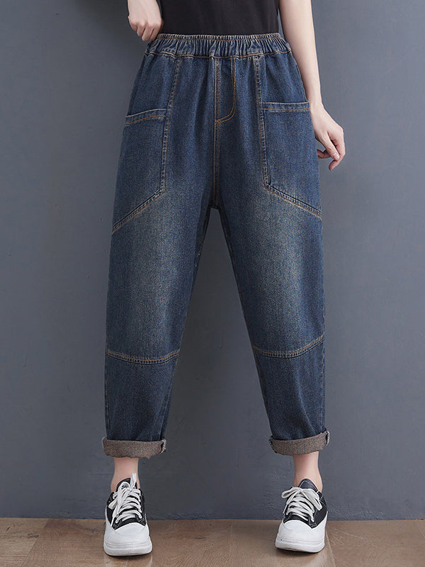 xakxx Artistic Retro Loose Elasticity Jean Pants