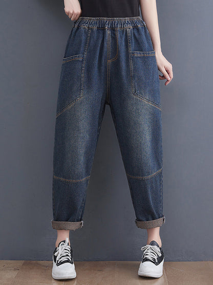 xakxx Artistic Retro Loose Elasticity Jean Pants