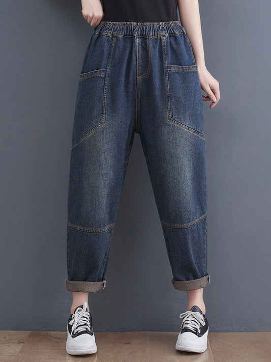 xakxx Artistic Retro Loose Elasticity Jean Pants