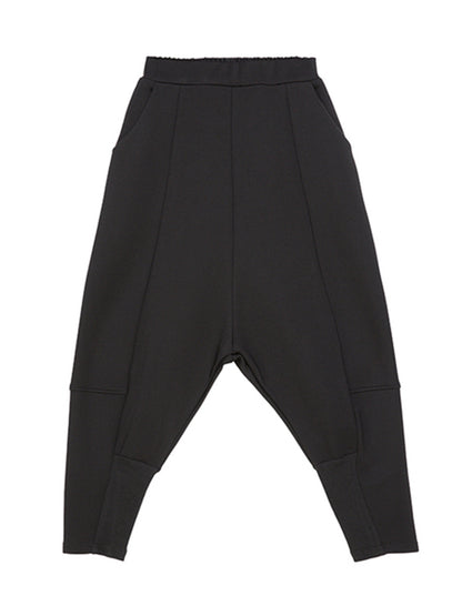 xakxx Stylish Black Velvet Split-Joint Harem Pants