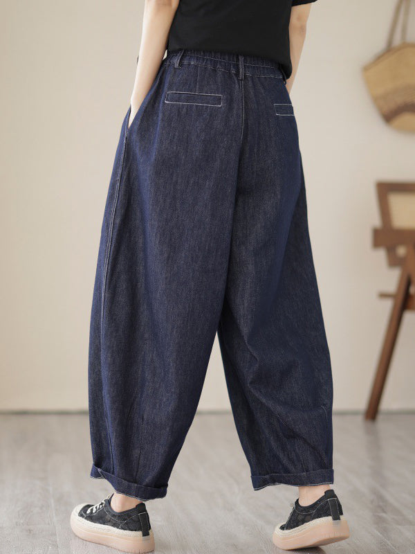 xakxx Vintage Loose Elastics Jean Pants Bottoms