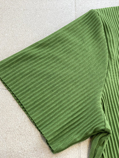 xakxx Original Casual Pleated Solid Color Midi Dress