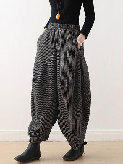 xakxx Vintage Knitted Thickening Asymmetric Lantern Wide Leg Pants