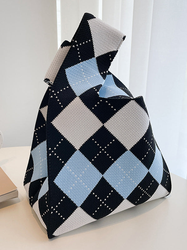 xakxx Urban Checkerboard Contrast Color Color-Block Bags Accessories Handbags
