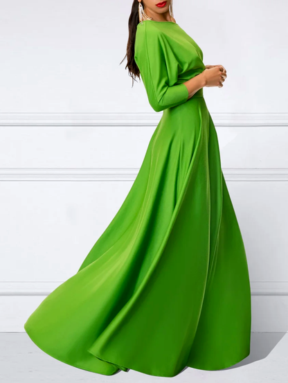 xakxx Loose Three-Quarter Sleeves Solid Color Off-The-Shoulder Maxi Dresses