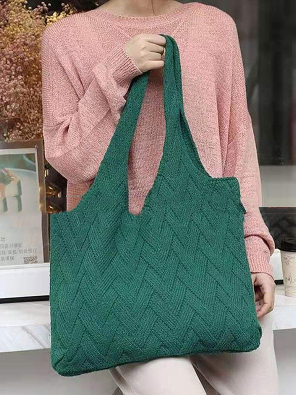 xakxx Casual Weave Solid Color Bags Accessories