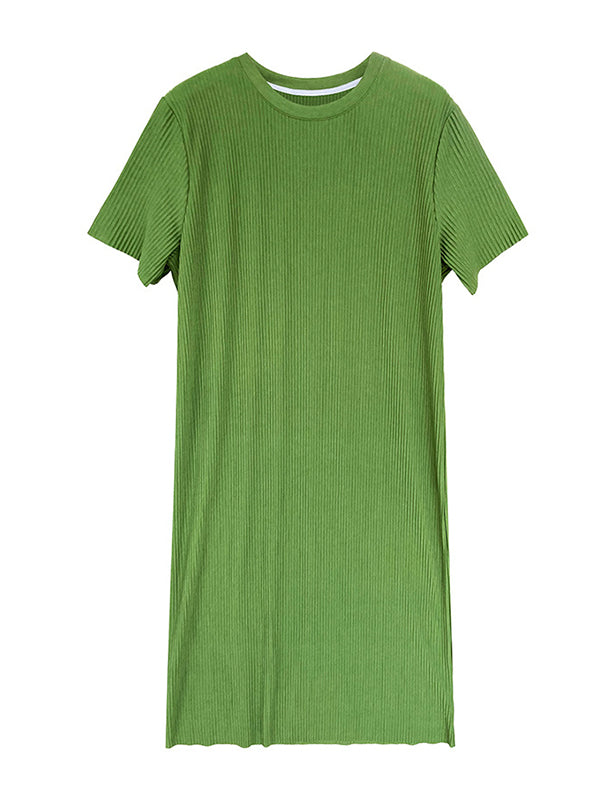 xakxx Original Casual Pleated Solid Color Midi Dress