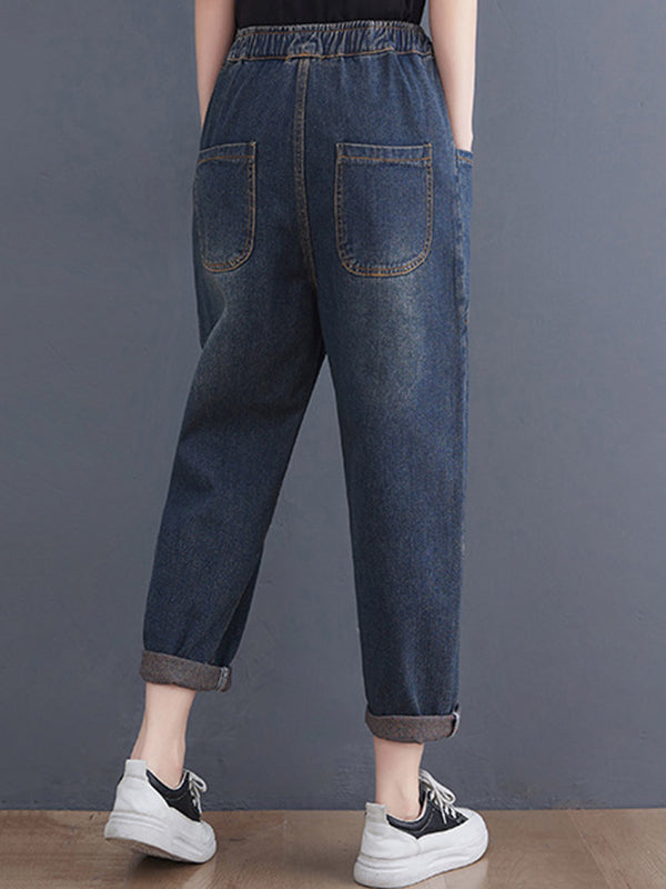 xakxx Artistic Retro Loose Elasticity Jean Pants