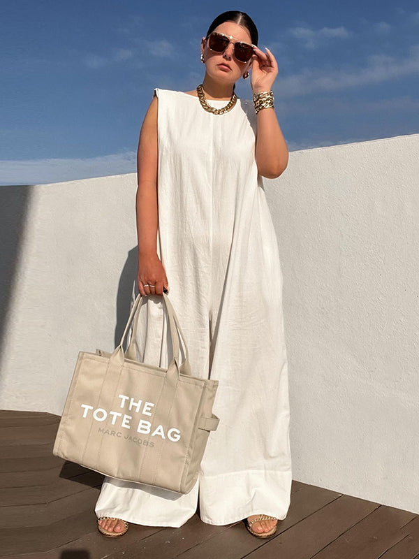 xakxx Solid Color Sleeveless Wide Leg Jumpsuits