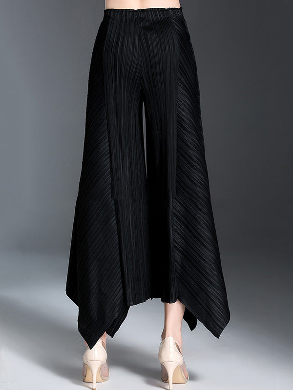 xakxx Original Loose Solid Color Irregular Pleated Wide Legs Pants