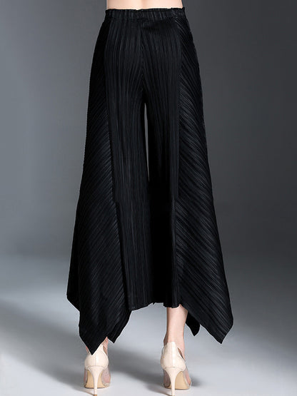 xakxx Original Loose Solid Color Irregular Pleated Wide Legs Pants