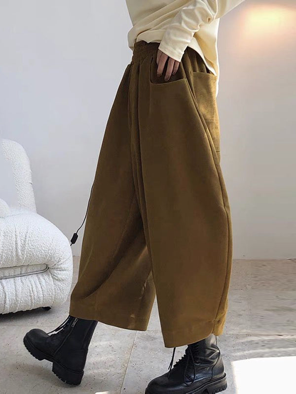 xakxx Harem Pants Wide Leg Elasticity Solid Color Split-Joint Pants Trousers