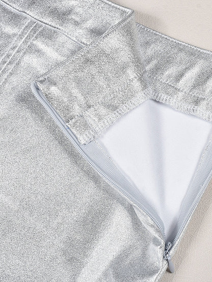 xakxx High Waisted H-Line Solid Color Split-Joint Skirts