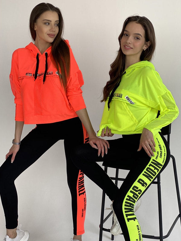xakxx Iridescent Patchwork Mesh Hoodies&Leggings Suits