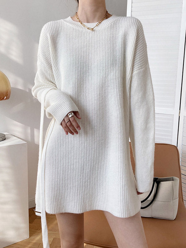xakxx Loose Lace-Up Knitting Dress