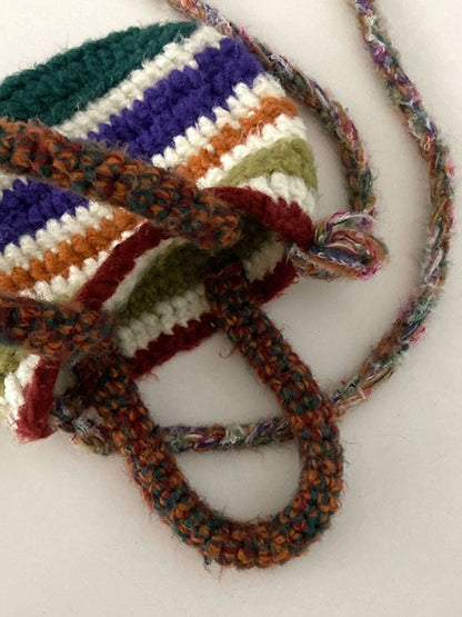 xakxx Colorful Contrast Color Crossbody Bag Woven Handbag