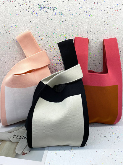xakxx Contrast Color Cute Bags Woven Handbag