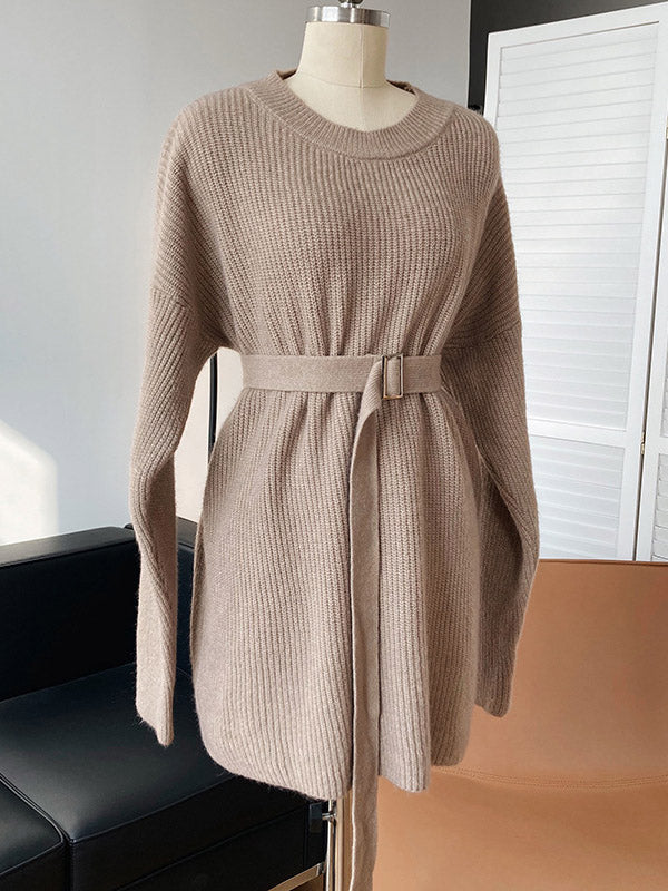 xakxx Loose Lace-Up Knitting Dress