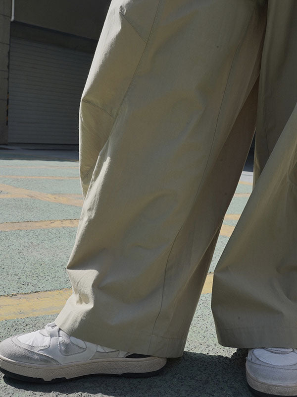 xakxx Loose Wide Leg Solid Color Split-Joint Casual Pants Bottoms Trousers