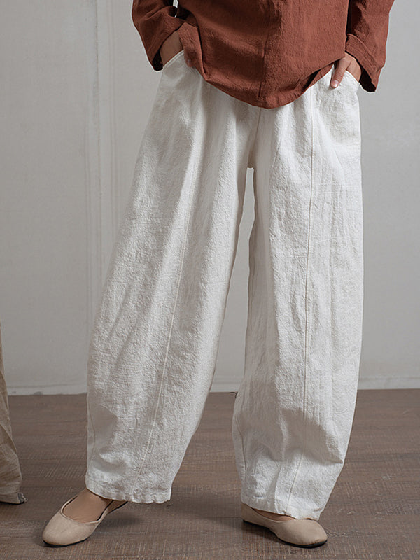 xakxx Simple High Waisted Solid Color Wide Leg Pants