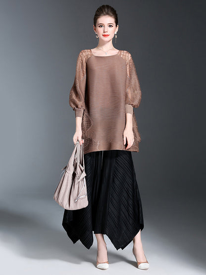 xakxx Original Loose Solid Color Irregular Pleated Wide Legs Pants