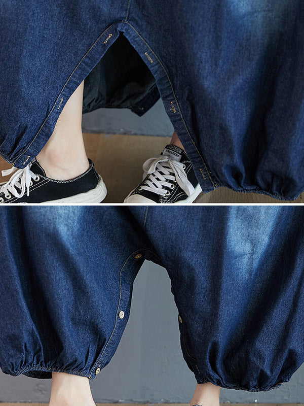xakxx Simple Denim Buttoned Overalls&Dress