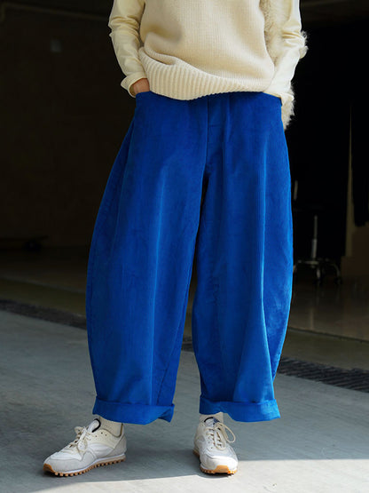 xakxx Vintage Corduroy Wide Leg Loose Solid Color Pants
