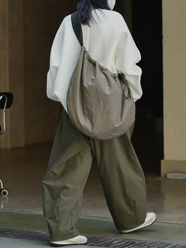 xakxx High Waisted Loose Solid Color Casual Pants Bottoms