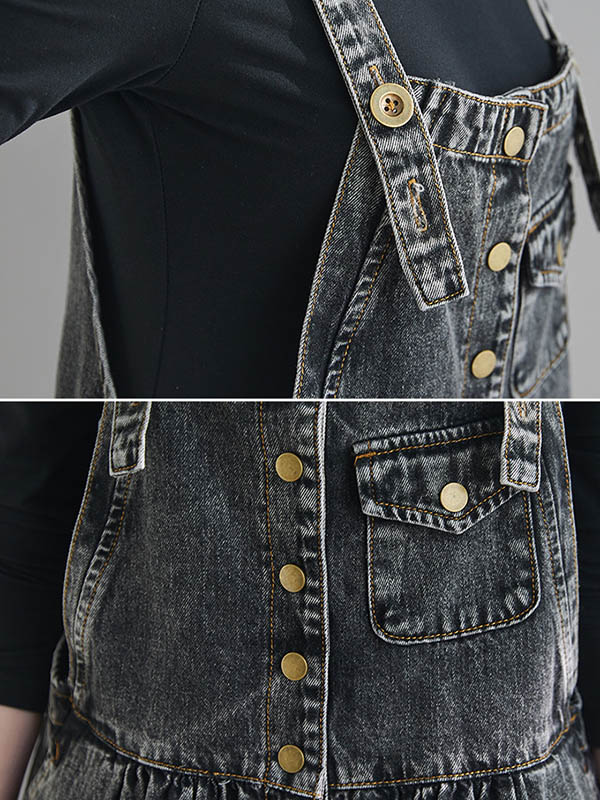 xakxx Original Sleeveless With Pocket Denim Dress