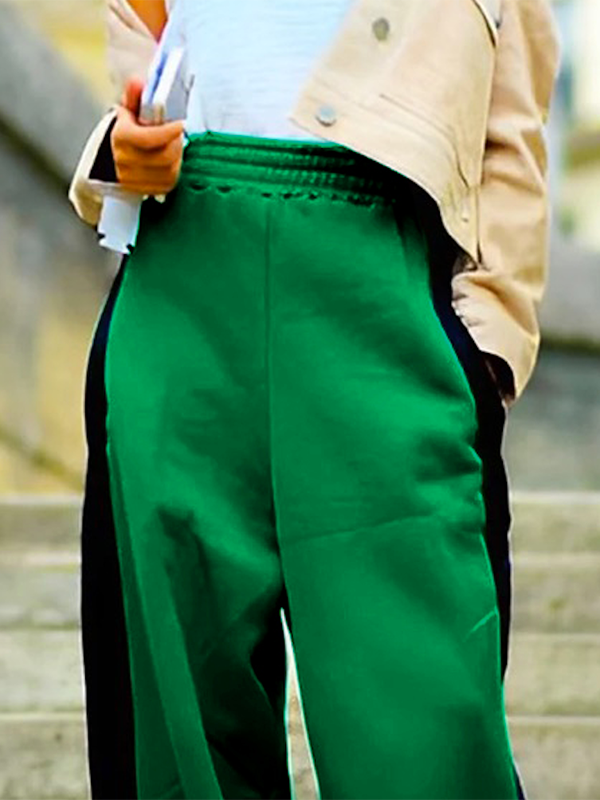 xakxx Loose Wide Leg Contrast Color Casual Pants Bottoms