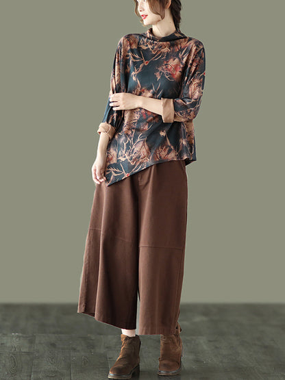 xakxx Simple Wide Leg Loose Solid Color Casual Pants Bottoms
