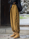 xakxx Loose Solid Color Corduroy Casual Ninth Pants Bottoms