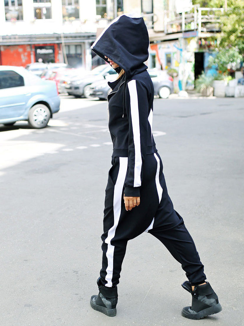 xakxx Fashion Loose Contrast Color Sports Jumpsuits