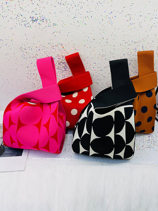 xakxx Contrast Color Polka-Dot Bags Accessories Woven Handbag