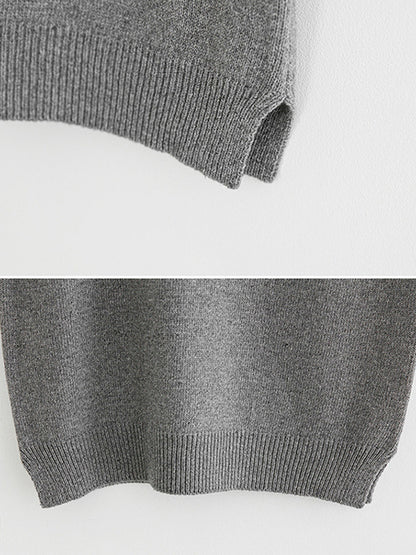 xakxx Casual Loose Sleeveless Solid Color V-Neck Sweater Vest Outerwear