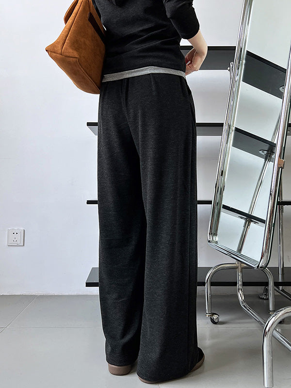 xakxx Long Sleeves Buttoned Hooded  T-Shirts Top + Vest Top + Wide Leg Drawstring Elasticity Pants Bottom Three Pieces Set