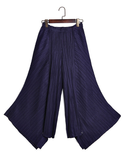 xakxx Original Loose Solid Color Irregular Pleated Wide Legs Pants