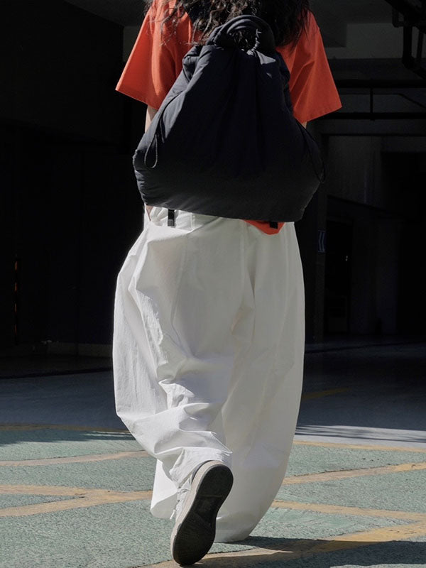 xakxx Loose Wide Leg Solid Color Split-Joint Casual Pants Bottoms Trousers